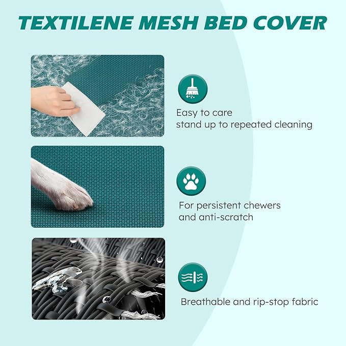 Heeyoo Elevated Dog Bed, Cooling Raised Pet Cot with Chew Proof Washable Breathable Mesh and Metal Frame, Portable Dog Cot Bed with No-Slip Feet for Outdoor or Indoor Use-Mewly Pet