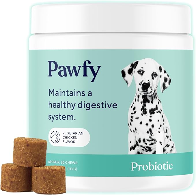 Pawfy Probiotics for Dogs | Supports Digestive Health, Diarrhea for Small and Large Dogs | Improves Gut Health | Anti Yeast Supplements | Promotes Skin Health and Seasonal Allergies Support - 30 Chews-Mewly Pet