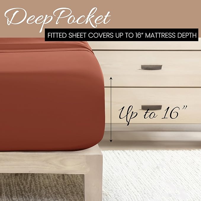 Linen Market Bed Sheets for Twin Size Bed (Clay) - Sleep Better Than Ever with These Soft and Cooling Twin Sheets - Deep Pocket Fits 16" Thick Beds - 4 Piece Twin Sheet Set