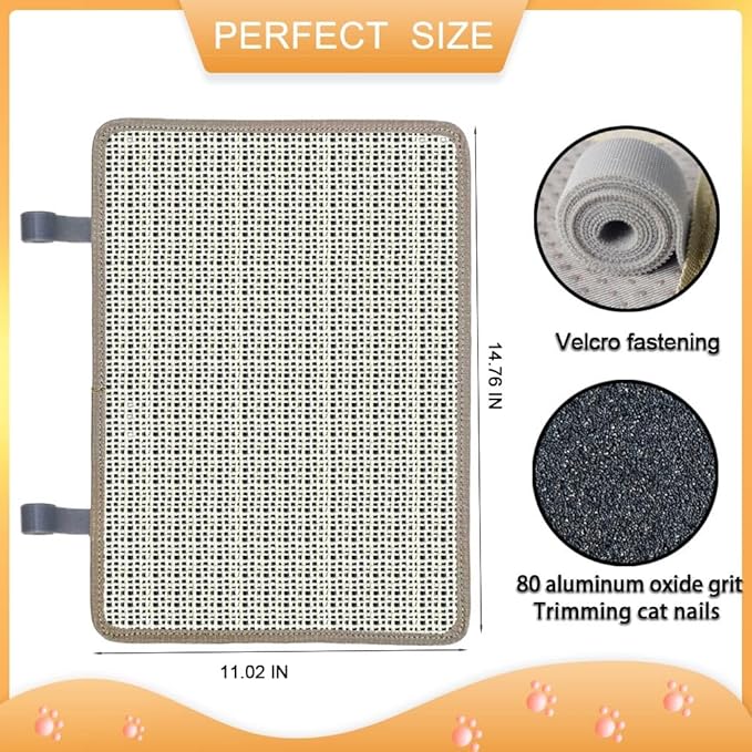 Cat Nail File Scratcher, Sisal Cat Scratch Pad Wrapped Around a Cat Scratcher Post or Cat Tower, Cat Nail File with 80 Aluminum Oxide Grit, to Help Protect Furniture and Help Trim Cat's Nails-Mewly Pet