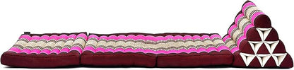 Leewadee - Comfortable Japanese Floor Mattress Used As Thai Floor Bed with Triangle Cushion, Futon Mattress Or Thai Massage Mat, 67 x 21 inches, Auburn Pink