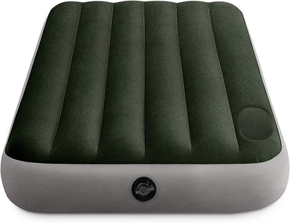 Intex 64761E Dura-Beam Standard Downy Air Mattress: Fiber-Tech – Twin Size – Built-in Foot Pump – 10in Bed Height – 300lb Weight Capacity