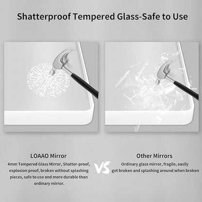 LOAAO 40x30 Inch White Metal Framed Bathroom Mirror for Wall, White Bathroom Vanity Mirror Farmhouse, Large Rounded Rectangle Mirror, Anti-Rust, Tempered Glass, Hangs Horizontally or Vertically
