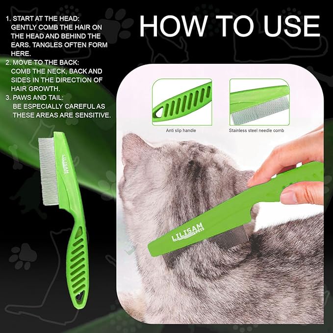 Pet Self Cleaning Slicker Brush and Grooming Comb - Gently Removes Loose Hair, Tangles, and Dirt - Skin Friendly Deshedding Grooming Tool for Hair Dogs & Cats - Pet Supplies Accessories (Green)-Mewly Pet