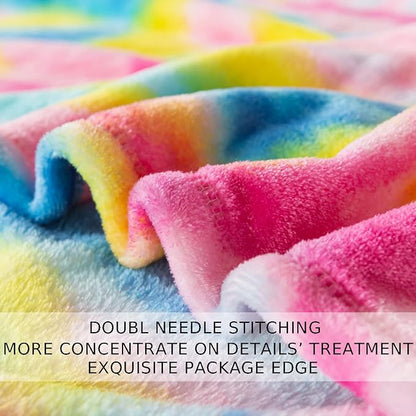 Flannel Colorful Blanket King Size for All Season - Premium Lightweight Anti-Static Super Soft Cozy Plush Rainbow Throw, Lightweight Microfiber Winter Warm Blanket 90" x 108"(Rainbow King)