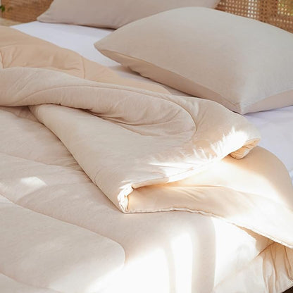 Bedsure King Comforter Set - Cooling and Warm Bed Set, Beige Reversible All Season Cooling Comforter, 3 Pieces, 1 King Size Comforter (102"x90") and 2 Pillow Cases (20"x36")
