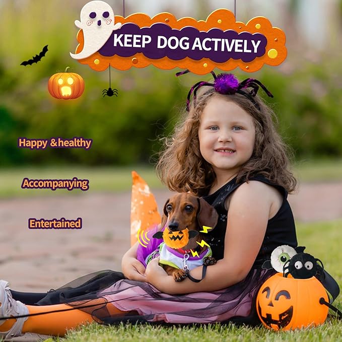 DKING 3Pack Squeaky Dog Balls,2 in1 Funny Puppy Ball Toys,Birthday Dog Toy for Small Medium Dogs (Halloween Ball)-Mewly Pet