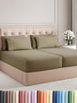 Split King 7 Piece Sheet Set - Comfy Breathable & Cooling - Ultra-Soft Hotel Luxury Bedding Set w/ 8-16 Inch Deep Pockets - 1 Flat & 2 Fitted Sheet & 4 Pillowcases - Wrinkle Free & Easy Care - Khaki