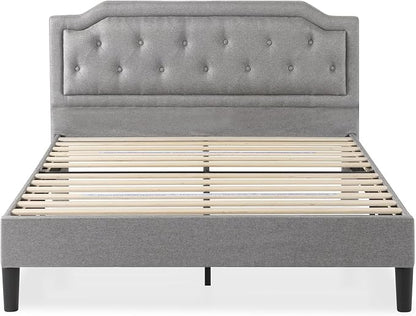 ZINUS Kellen Upholstered Scalloped Platform Bed Frame, Mattress Foundation, Wood Slat Support, No Box Spring Needed, Eco Friendly WonderBox (TM), Easy Assembly, Dark Grey, Queen