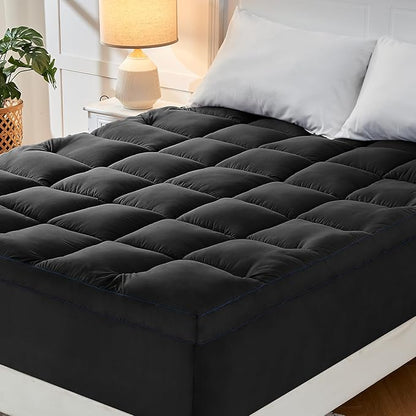 CYMULA California King Mattress Topper, Cooling Mattress Pad Cover, Extra Thick Pillow Top Mattress Topper with 8-21 Inch Elasticated Deep Pockets, Plush Down Alternative Fill Mattress Protector