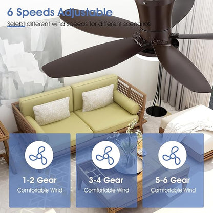 36IN Ceiling Fans with Light and Remote/APP Control, 5-Blade Reversible Motor Ceiling Fan, 3-Color Dimmable Lighting, All-Brown Finish