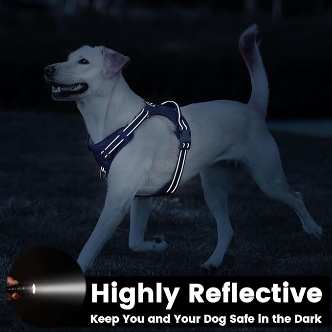 No Pull Dog Harness, Reflective Puppy Vest for Small Medium Large Sized Dog(Prussian Blue,M)-Mewly Pet