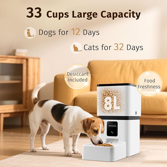 Automatic Dog Feeder with Camera WiFi: 33 Cups 5G App Control Easy Setup Cat Food Dispenser - HD 1080P Video Recording Timed Pet Feeder for Cat Dog Small-Pet-Mewly Pet