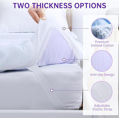 MUXHOMO 3-Inch King Mattress Topper, 7-Zone Egg Crate Foam for Back Pain Relief, Cooling Gel-Infused Lavender Bed Pad, CertiPUR-US & Oeko-TEX Certified