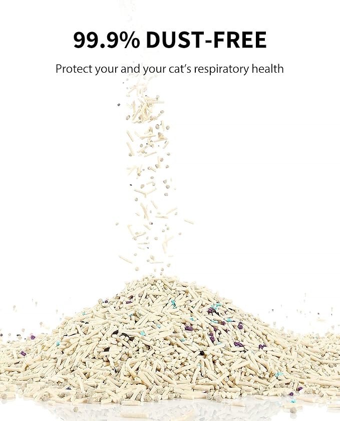 PETKIT Upgraded Clump+ Tofu Mixed Cat Litter, Water Flushable,Ultra Absorbent and Fast Drying, 100% Natural Ingredients Clumping Litter, Dust-Free Low Tracking Bentonite Litter (5.2lb×6bags)-Mewly Pet