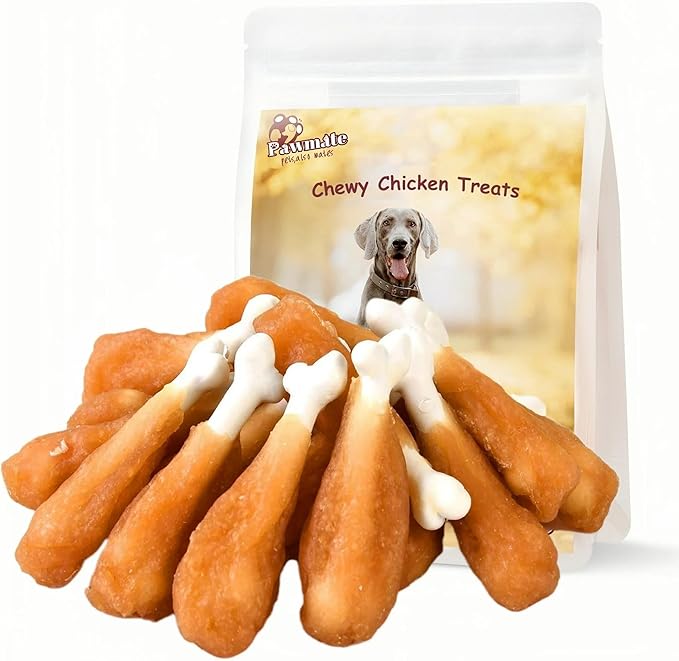Dog Treats, Chicken Wrapped Calcium Bone Rawhide-Free Grain-Free Training Treats for Dogs Teeth Cleanning Breath Fresh Dog Chewy Snacks for Medium Large Dogs 10.6oz or 18-19 pcs-Mewly Pet