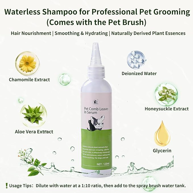 Cat Steam Brush for Shedding,3 In 1 Steam Brush for Dogs & Cats,Spray Hair Removal Comb,Includes Waterless Shampoo,Suitable for Long-haired and Short-haired Pets-Mewly Pet