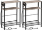 HOOBRO Small Narrow Side Table with Charging Station Set of 2, Skinny End Table for Small Spaces, Slim Nightstand with USB Ports Outlet, Sofa Beside Table with Storage Shelf BG102UBZP201