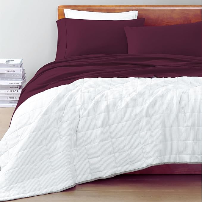 LANE LINEN Sustainably Produced 100% Organic Cotton Twin Bed Sheet Set, Soft & Breathable Naturally Cool Temperature Regulating Twin Sheet Set, Low Pilling Fade Resistant Bed Sheets- Windsor Wine
