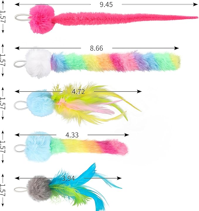 5 Pack Cat Toy Replaceable Feathers for Interactive Cat Toys with Remote Control, Cat Feather Toys Attachments for Indoor Cats Exercise and Play (Not Include Cat Toy, Only Accessories)-Mewly Pet