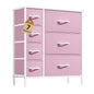 DWVO Dresser for Bedroom, 7 Drawers Fabric Dresser, Organizer Unit for Living Room, Hallway, Closets - Sturdy Steel Frame, Wooden Top & Easy Pull Fabric Bins, Pink