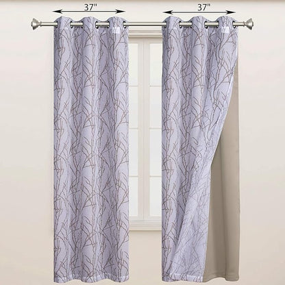 BONZER Mix and Match Curtains - 2 Pieces Branch Print Sheer Curtains and 2 Pieces Blackout Curtains for Bedroom Living Room Grommet Window Drapes, 37x84 Inch/Panel, Taupe, Set of 4 Panels