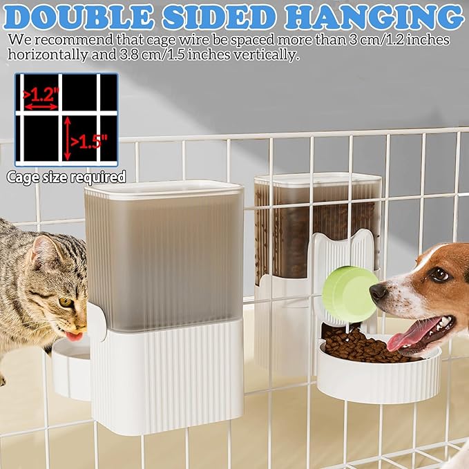 kathson Rabbit Gravity Auto Feeder Set 35oz Hanging Automatic Food Water Dispenser Cage Automatic Feeder Set for Rabbit Chinchilla Guinea Pig Hedgehog Ferret Kitty Puppy (Green)-Mewly Pet