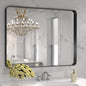 LOAAO 40X30 Inch Black Metal Framed Bathroom Mirror for Wall, Matte Black Bathroom Vanity Mirror Farmhouse, Large Rounded Rectangle Mirror, Anti-Rust, Tempered Glass, Hangs Horizontally or Vertically
