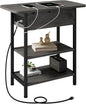 LIDYUK End Table with Charging Station, Flip Top Side Table with USB Ports and Outlets, Nightstand for Small Spaces, Bedside Tables with Storage Shelf for Living Room, Bedroom, Dark Grey