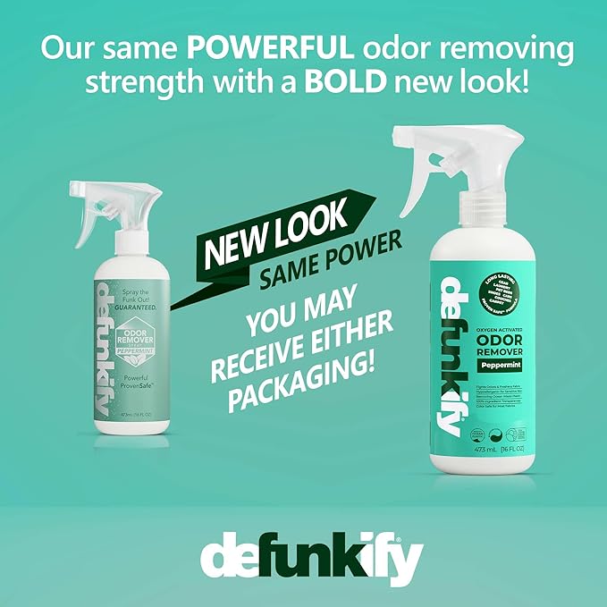 Odor Remover Spray, 16oz (2-Pack). 'Peppermint' Essential Oil Odor Eliminator for Strong Odors on Fabric, Shoes, Activewear. 'ProvenSafe' Deodorizer for Pets, Kids & Sensitive Gear w/Ionic Silver-Mewly Pet