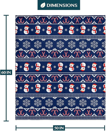 PAVILIA Christmas Snowman Throw Blanket | Blue Holiday Christmas Fleece Blanket | Soft, Plush, Warm Winter Cabin Throw, 50x60 (Blue Christmas)