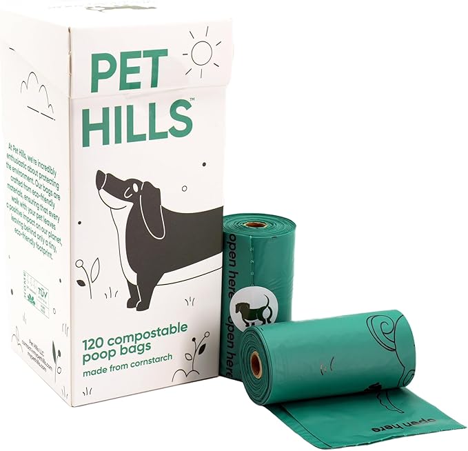 Compostable Dog Poop Bags – 120 Count Refill Rolls, TÜV OK Compost HOME Certified, Plant-Based Materials, Leakproof, Unscented, Extra Thick, Fits All Dispensers-Mewly Pet