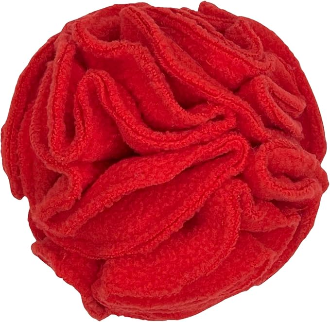 Puppy and Small Breed Snuffle Interactive Foraging Dog Puzzle Ball Toy Red with Crinkle-Mewly Pet