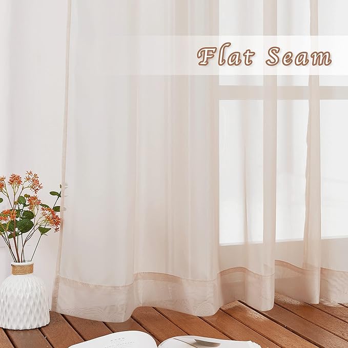 NICETOWN Voile Taupe Sheer Curtains 84 Inches Long, Grommet Airy & Lightweight Window Draperies Translucent Elegant Panels for Living Room/Bedroom,W54 x L84, Set of 2