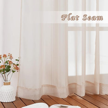 NICETOWN Voile Taupe Sheer Curtains 84 Inches Long, Grommet Airy & Lightweight Window Draperies Translucent Elegant Panels for Living Room/Bedroom,W54 x L84, Set of 2