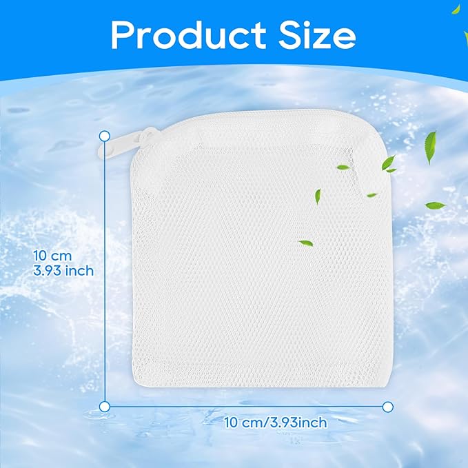 Aquarium Filter Media Bags for Aquarium with Zipper, Fine Mesh Bag Reusable Strong Polyester for Activated Carbon, Bio Filter Balls, Ceramic Rings, Filter Stones, White 10PCS 3.93" x 3.93"-Mewly Pet