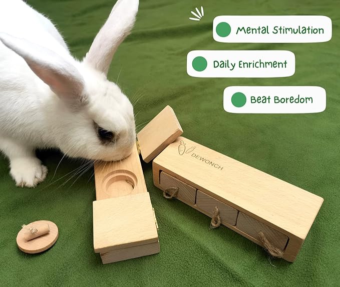 Dewonch Small Animals Hide Treats Foraging Puzzle Toys, Pet Interactive Snuffle Logic Game for Mental Enrichment,for Guinea Pigs,Rabbits,Chinchillas-Mewly Pet