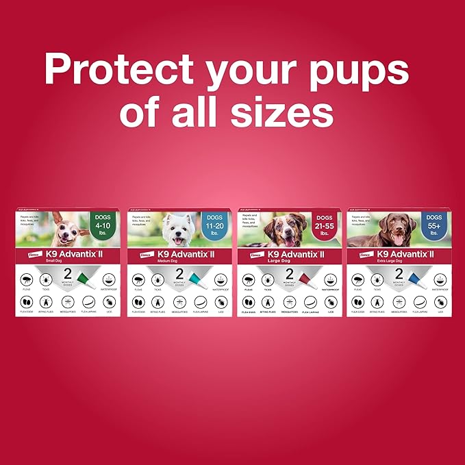 K9 Advantix II Large Dog Vet-Recommended Flea, Tick & Mosquito Treatment & Prevention | Dogs 21-55 lbs. | 2-Mo Supply (Packaging may vary)-Mewly Pet