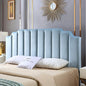 24KF Seaglass Velvet Tufted King Upholstered Headboard, Modern Vertical Channel Design California King Headboard with Stepped Silhouette Top Edge, Seaglass