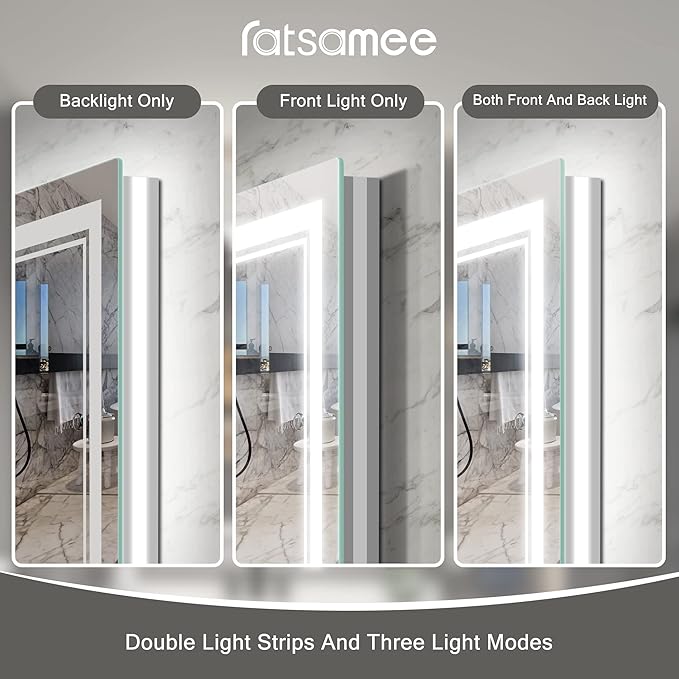 96x36 Inch Led Mirror for Bathroom with Front Light and Backlit, Dimmable Anti Fog Wall Bathroom Mirror with Led Lights, Water Proof, Decor Vanity Mirror