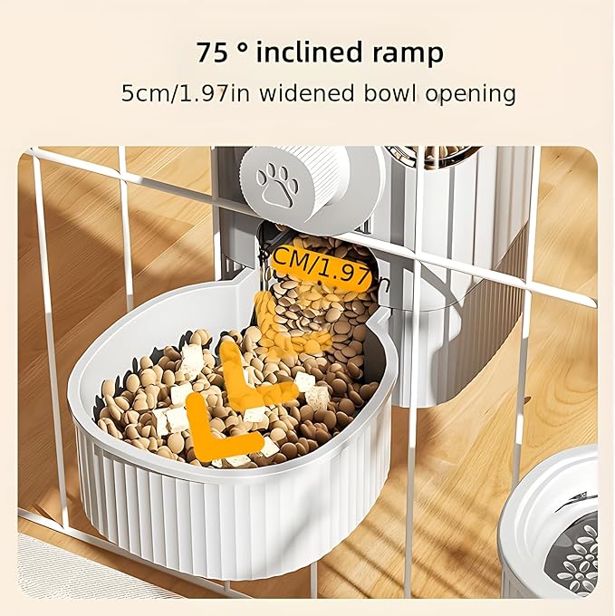 GPY Automatic Hanging Gravity Pet Feeder and Water Dispenser Set ，Automatic Dog Feeder and Dog Water Dispenser for Dogs Cats Pets Animals Large Capacity (Blue Water Feeder&Food Feeder) (Grey)-Mewly Pet