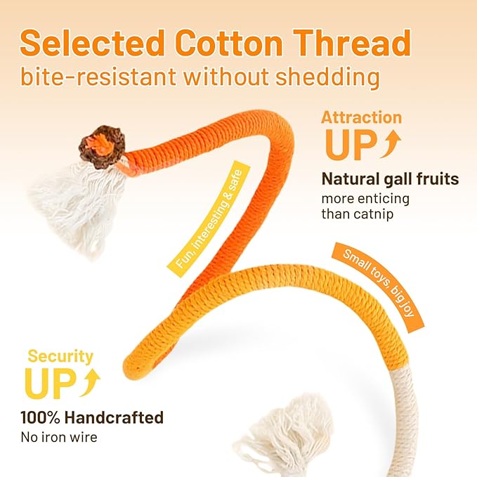 Cat Toys Chew Ropes,3Pcs Natural Catnip Chewing Rope,Safe Teeth Cleaning Toy for Indoor Kittens,Interactive Cat Nip Kitty Toys for 24 Inches All Breeds-Mewly Pet