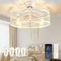 DLLT Caged Ceiling Fan with Lights: 20" Farmhouse Fandelier with Light and Remote - Cement Industrial Chandelier Fan Light for Bedroom Living Dining Room Kitchen
