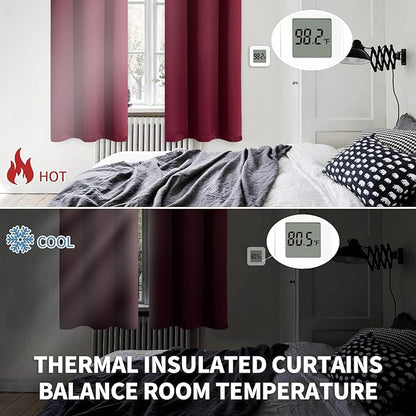 BGment Blackout Curtains for Living Room - Grommet Thermal Insulated Room Darkening Curtains for Bedroom, 2 Panels of 52 x 95 Inch, Burgundy