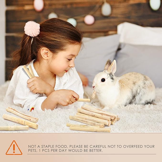 Bissap 145g/0.3Ib Sweet Bamboo Chew Sticks for Rabbits, Bunny Chew Sticks for Rabbits Hamster Chinchilla Guinea Pigs Rabbit Small Animals Natural Treats Teeth Grinding Chew Toys-Mewly Pet