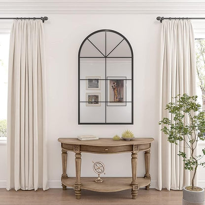 ironsmithn Arched Window Mirror, 41.3"x24" Grid Arch Mirror, Black Metal Windowpane Mirrors for Living Room Fireplace Entryway Bedroom Hallway Home Decor