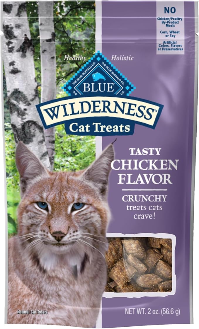 Blue Buffalo Wilderness High Protein Crunchy Cat Treats, Made With Natural Ingredients, Tasty Chicken, 2-oz Bag (Pack of 12)-Mewly Pet