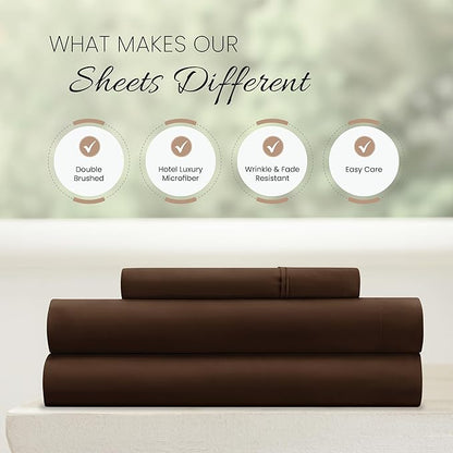 Linen Market Bed Sheets for Twin Size Bed (Chocolate) - Sleep Better Than Ever with These Soft and Cooling Twin Sheets - Deep Pocket Fits 16" Thick Beds - 3 Piece Twin Sheet Set