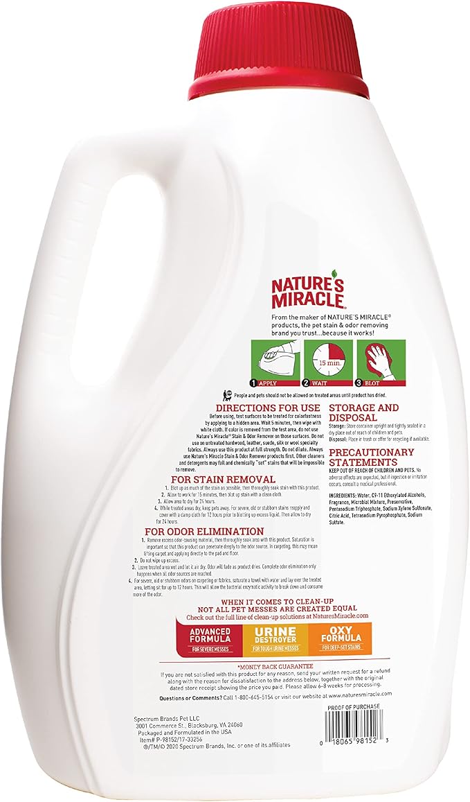 Nature's Miracle Stain and Odor Remover Cat, Odor Control Formula, Pour-Mewly Pet
