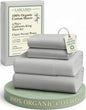 LANE LINEN 100% Organic Cotton California King Sheets Set, Fully Elasticized Reinforsed Seams in Fitted Pocket, Machine Washable Naturally Cooling All Season Cal King Sheet- Silver